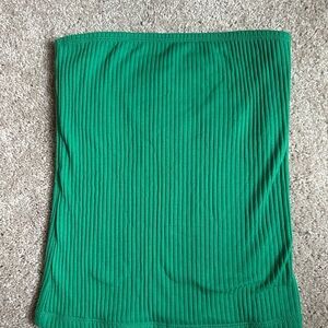 Green Ribbed Women's Strapless Top